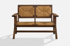 Argentine Designer, Settee, Wood, Rush, Argentina, 1970s