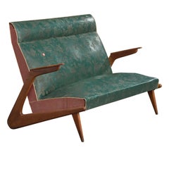 Argentinischer Designer, Sessel, Holz, Vinyl, Argentinien, 1950er