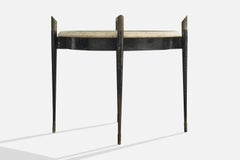 Argentine Designer, Side Table, Marble, Metal, Brass, Argentina, 1950s