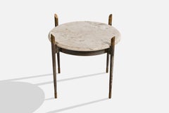 Argentinischer Designer, Beistelltisch, Metall, Messing, Marmor, Argentinien, 1960er Jahre