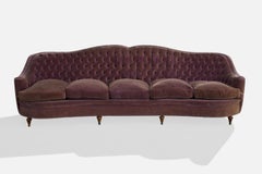 Argentine Designer, Sofa, Fabric, Wood, Brass, Argentina, 1940s
