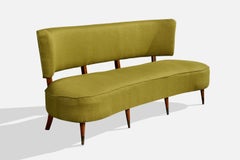 Canapé de designer argentin, tissu, Wood, Brass, Argentine, années 1950