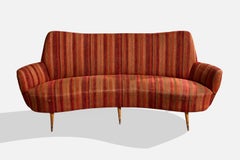 Diseñador argentino, sofá, tela, madera, latón, Argentina, década de 1950