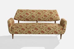 Argentine Designer, Sofa, Fabric, Wood, Brass, Argentina, 1950s