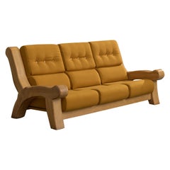 Argentinischer Designer, Sofa, Eiche, Stoff, Argentinien, 1980er Jahre