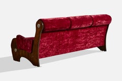 Argentine Designer, Sofa, Wood, Metal, Velvet, Argentina, 1960s
