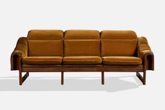 Argentine Designer, Sofa, Wood, Velvet, Argentina, 1960s