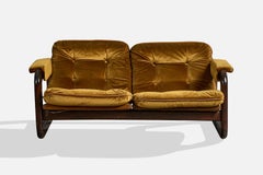 Argentine Designer, Sofa, Wood, Velvet, Argentina, 1970s