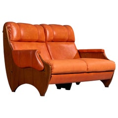 Argentine Designer, Sofa, Wood, Vinyl, Argentina, 1970s