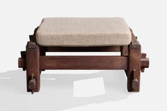 Designer argentino, sgabello, legno, tessuto, Argentina, anni ’70