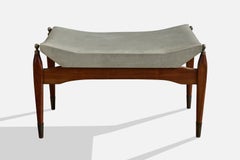 Argentine Designer, Stool, Wood, Vinyl, Metal, Argentina, 1950s