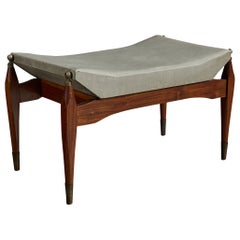 Argentine Designer, Stool, Wood, Vinyl, Metal, Argentina, 1950s