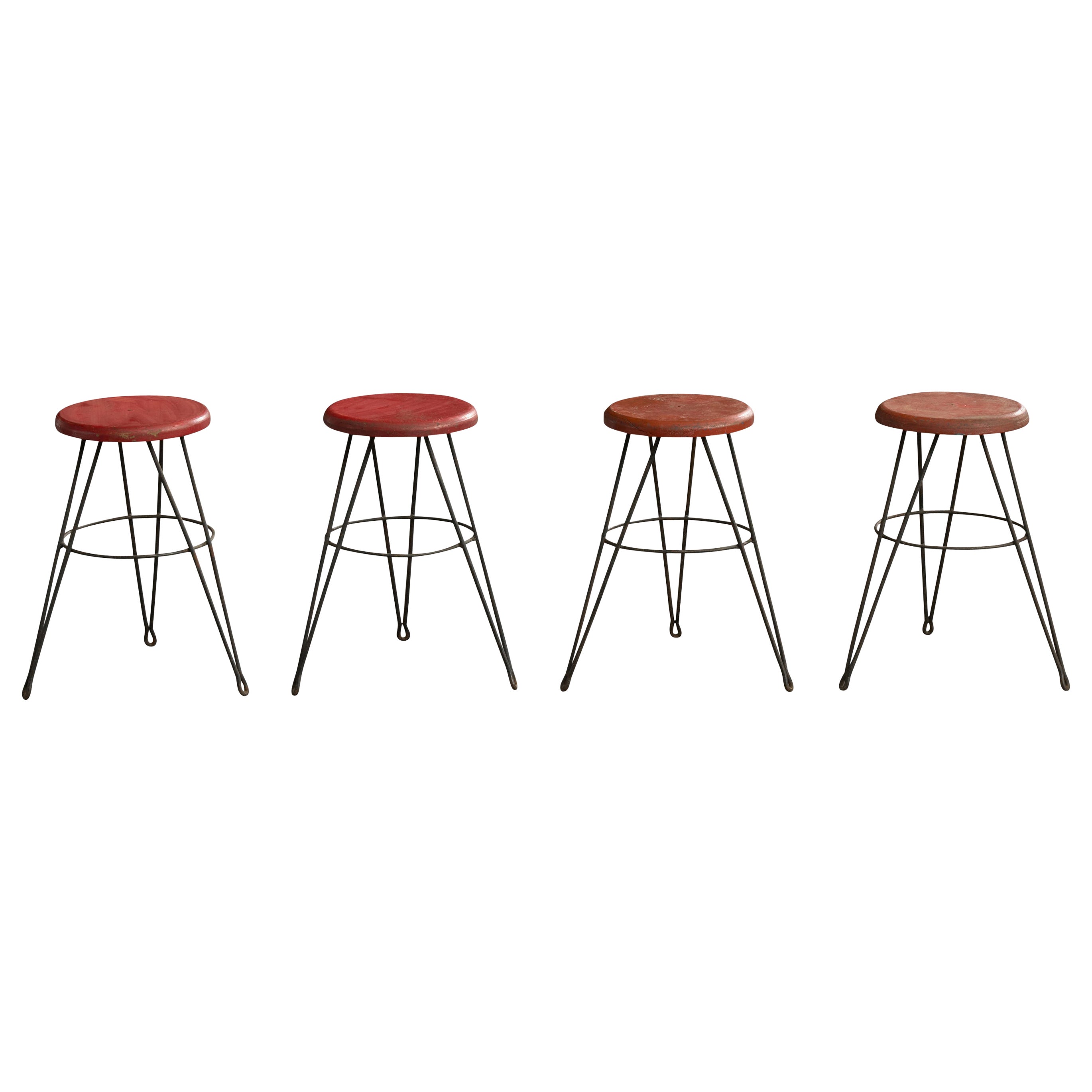 Argentine Designer, Stools, Iron, Wood, Argentina, 1960s