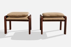 Argentine Designer, Stools, Wood, Fabric, Argentina, 1970s