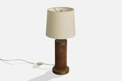 Argentine Designer, Table Lamp, Brass, Velvet, Argentina, 1950s