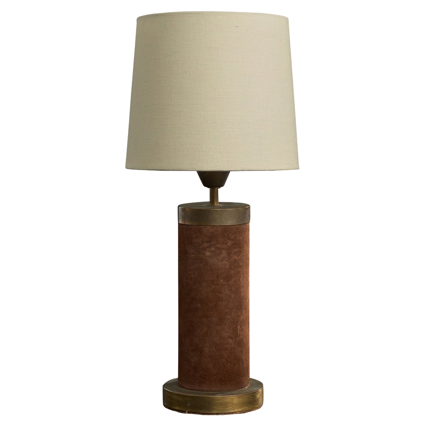 Argentine Designer, Table Lamp, Brass, Velvet, Argentina, 1950s