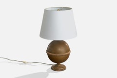 Argentinischer Designer, Tischlampe, Messing, Holz, Argentinien, 1950er Jahre