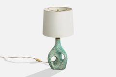 Argentinischer Designer, Tischlampe, Keramik, Messing, Argentinien, 1950er Jahre