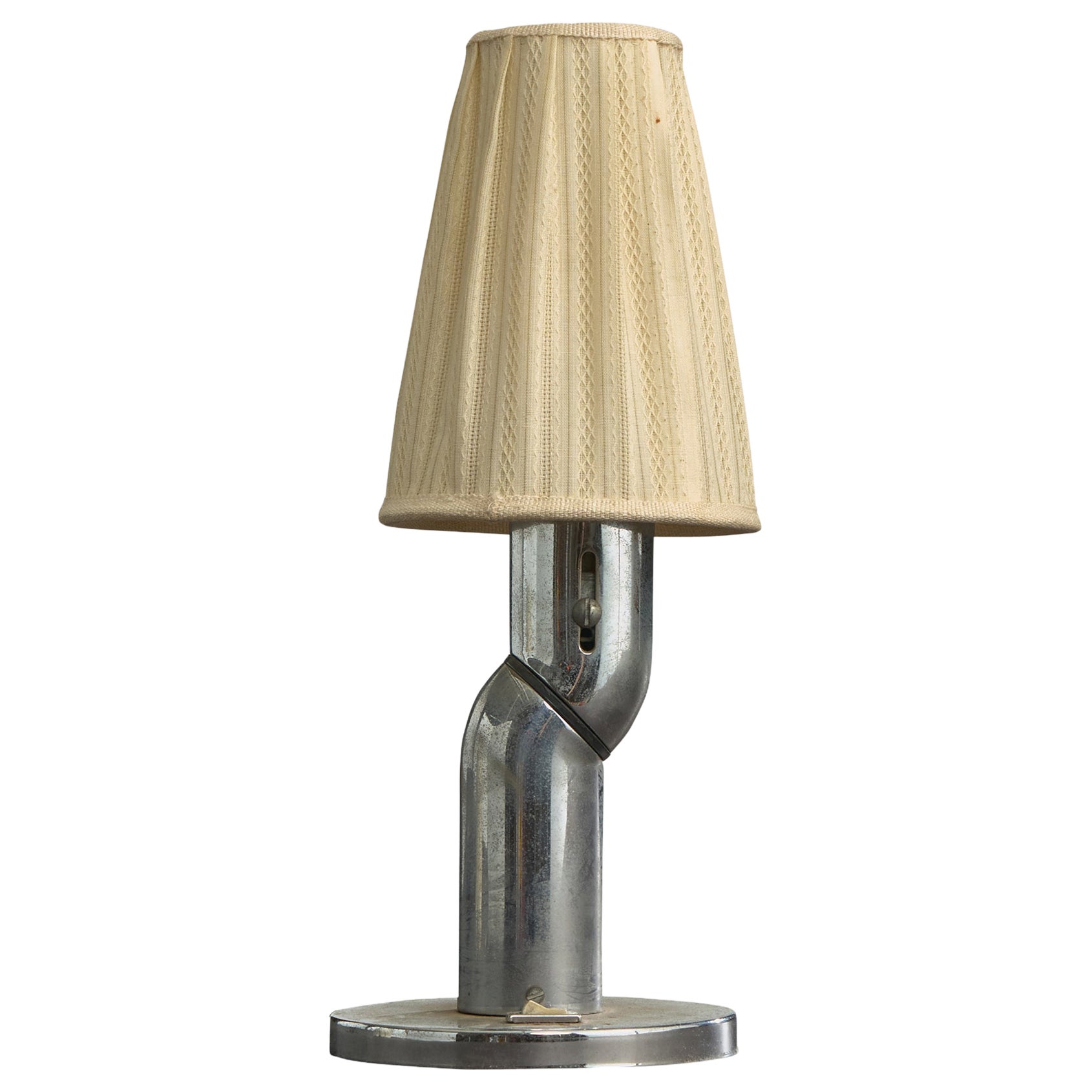 Argentine Designer, Table Lamp, Chrome, Fabric, Argentina, 1950s For Sale