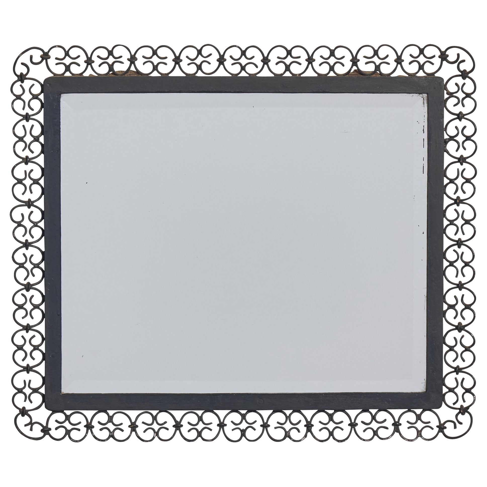 Argentine Designer, Wall Mirror, Iron, Argentina, 1950s For Sale