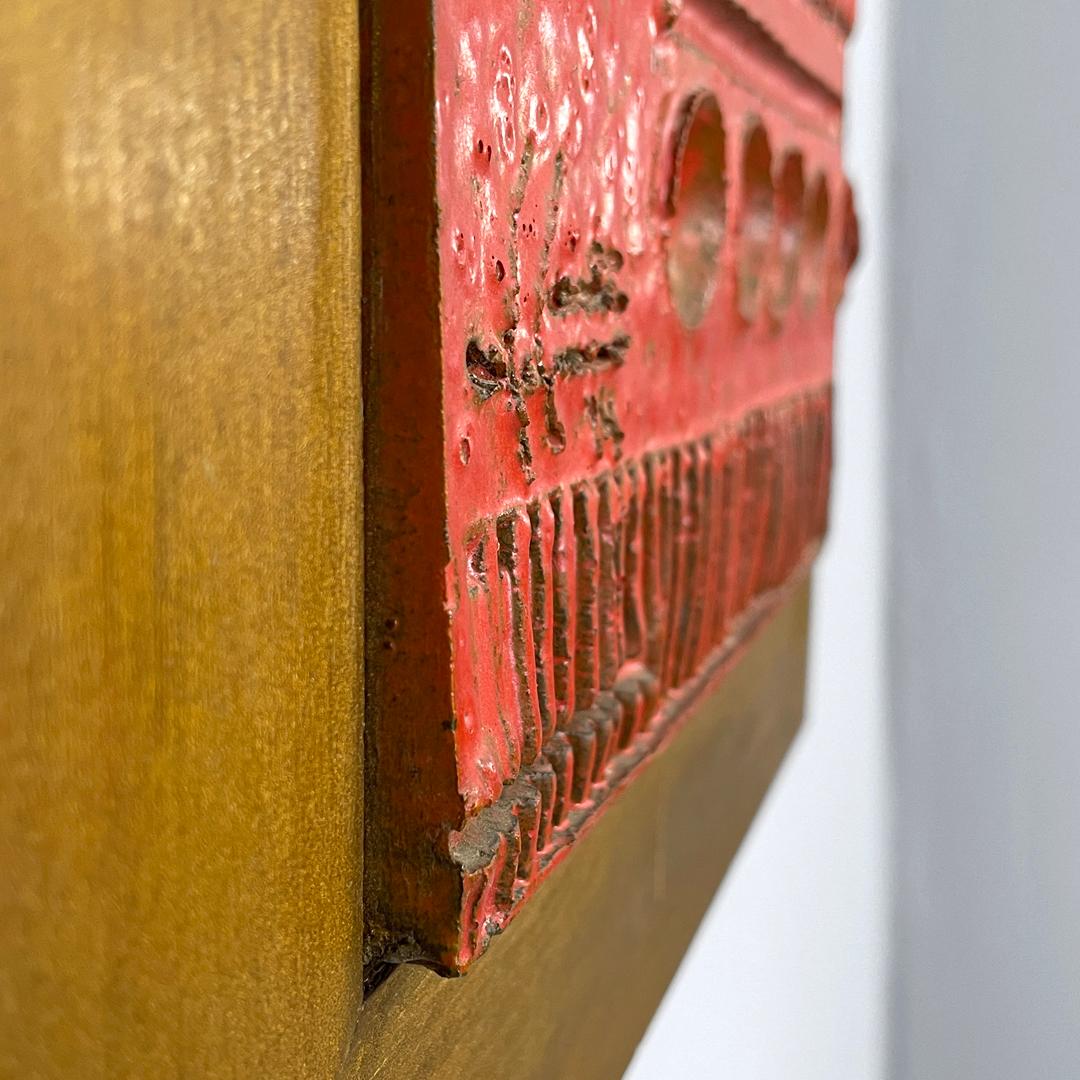 Scultura moderna argentina in ceramica rossa e legno dorato di Carlos Carlè 1974 in vendita 10