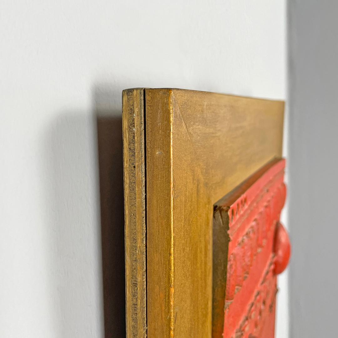 Scultura moderna argentina in ceramica rossa e legno dorato di Carlos Carlè 1974 in vendita 2