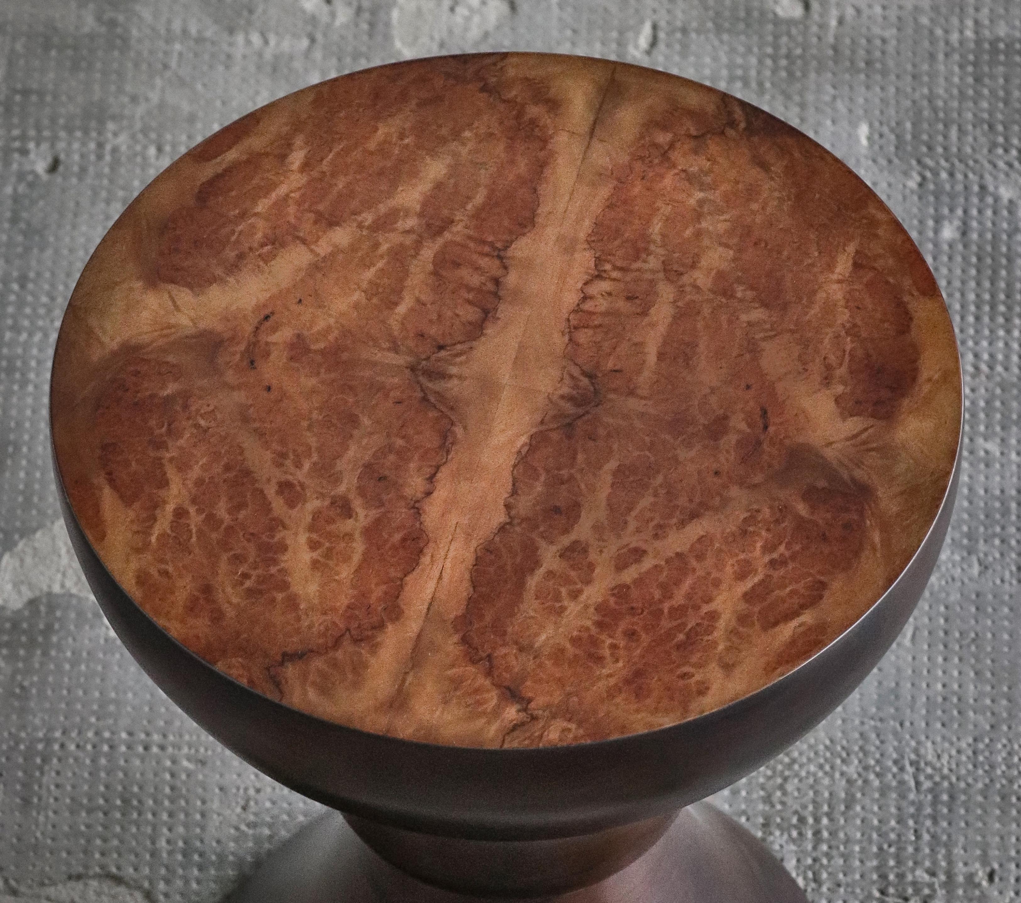 Argentine Turned Sculptural Walnut Burl Occasional Side Table from Costantini, Caliz For Sale