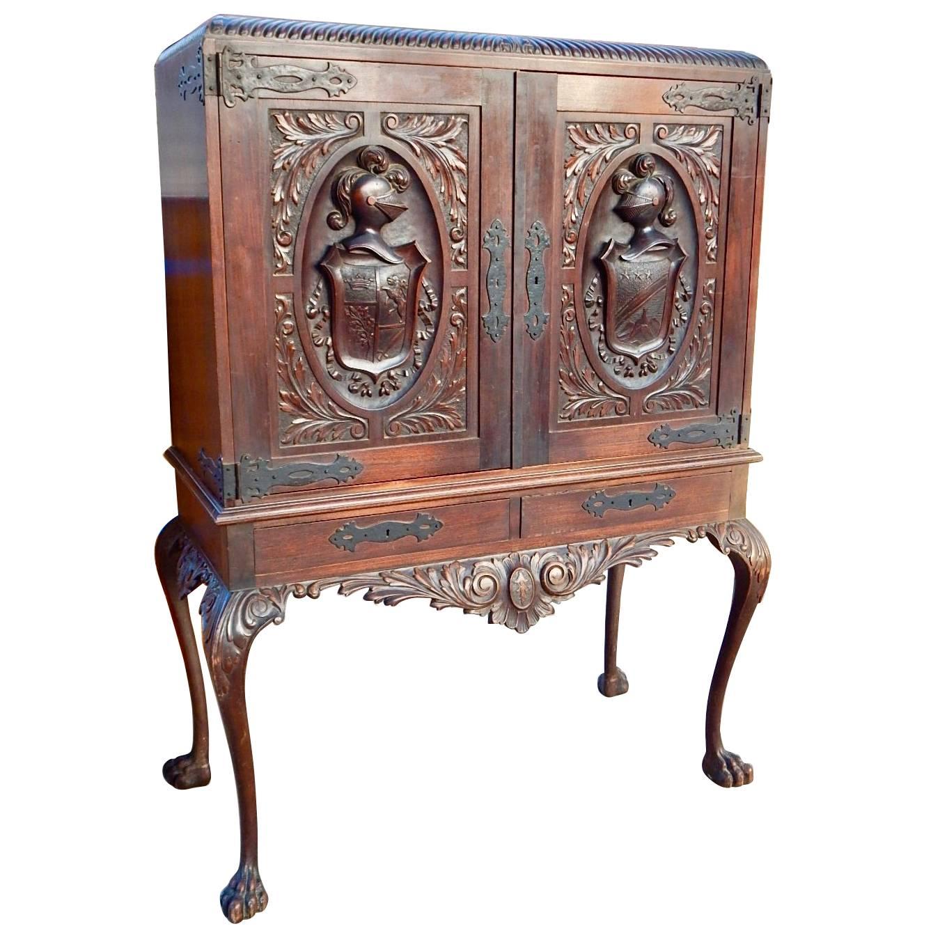 Argentine Spanish Colonial Heraldic Theme Storage Cabinet Circa 1920 For Sale