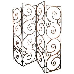 Argentinian 1960s Wrought Iron Screen with Four Panels