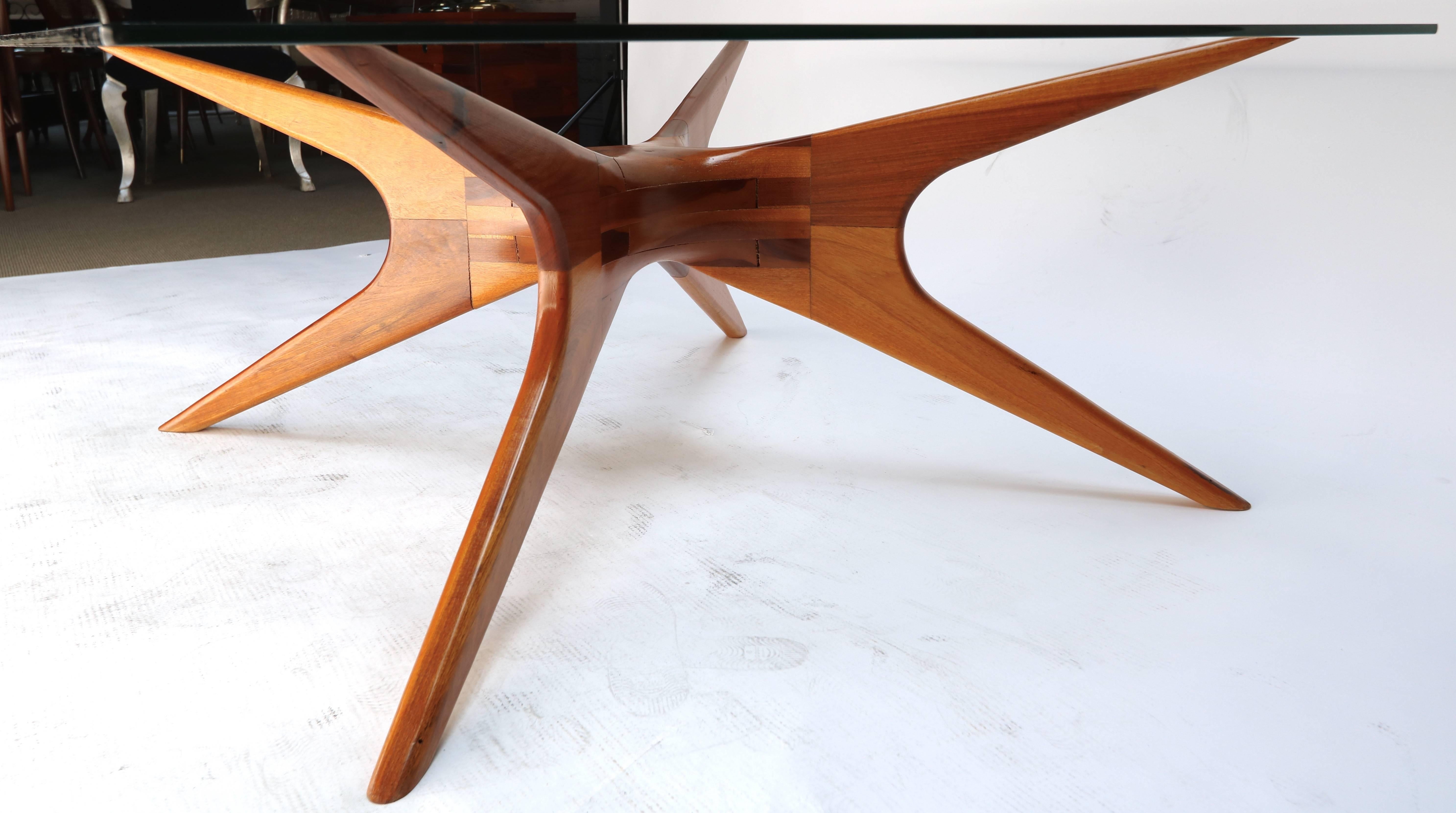 Argentine Argentinian 1970s Coffee Table with Spider Leg in Petiribi Wood