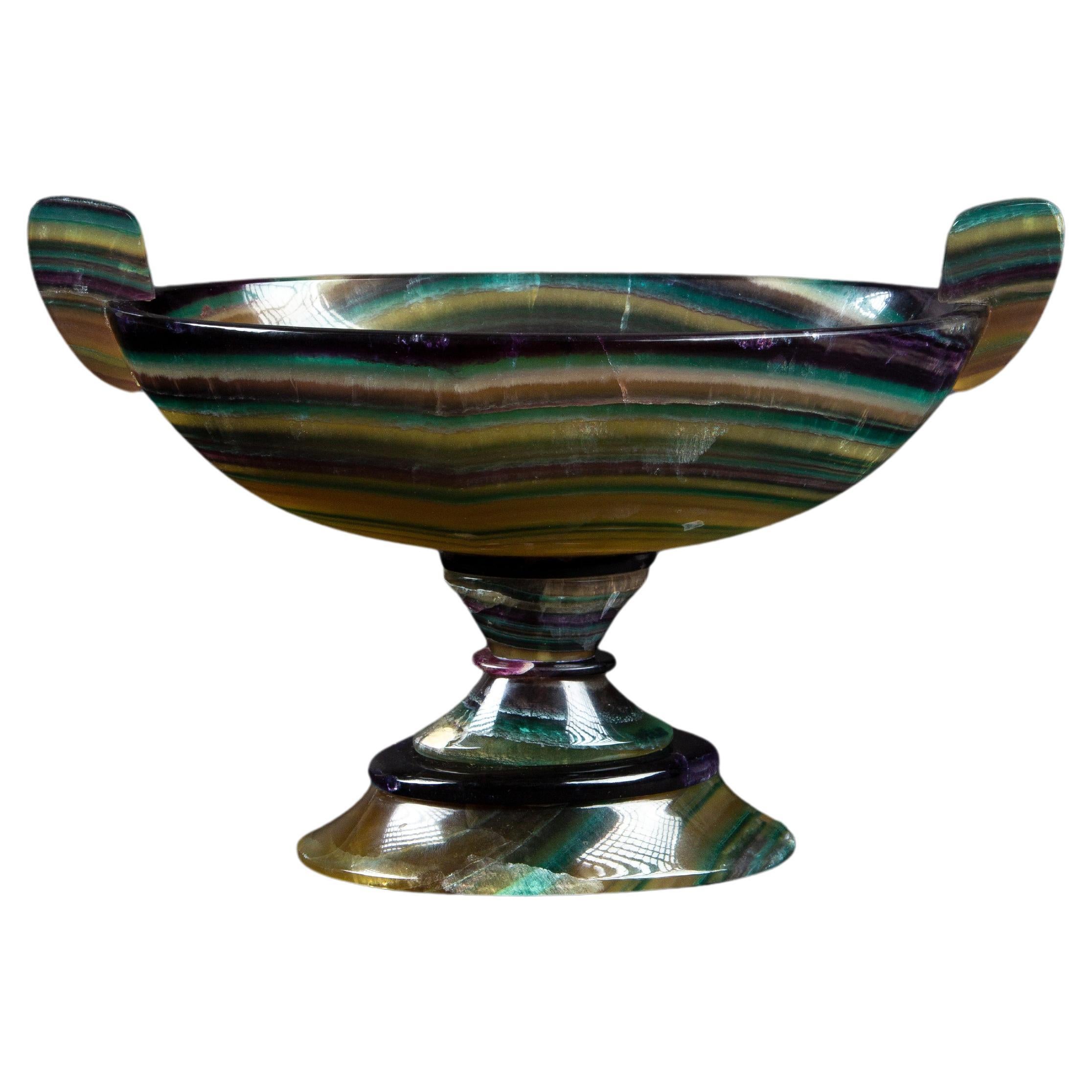 Argentinian Artistry: Hand-Carved Natural Fluorite Vessel