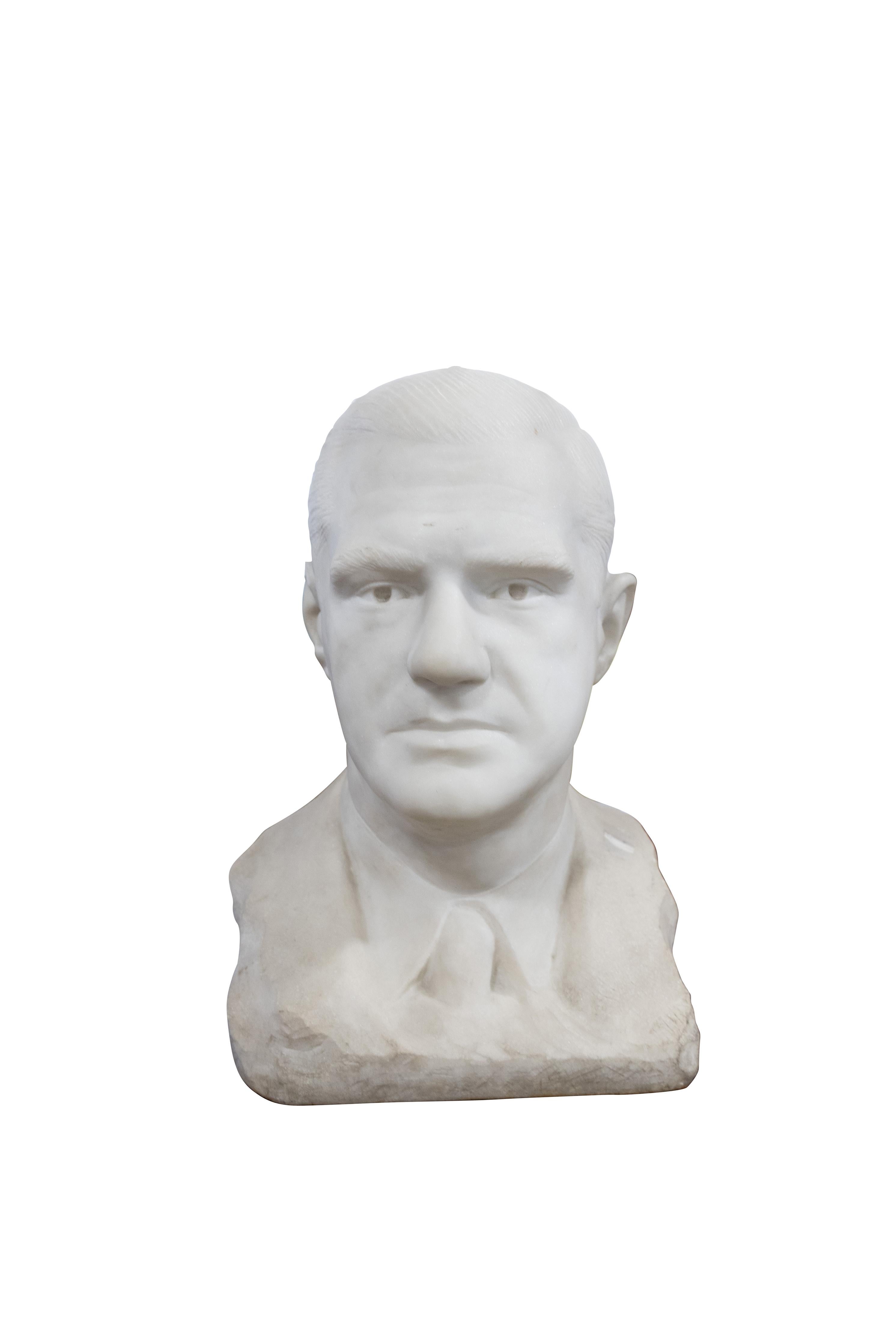 Argentinian Marble Bust of an important dude. Great quality marble and carving. Circa 1930.

Dimensions: roughly 15