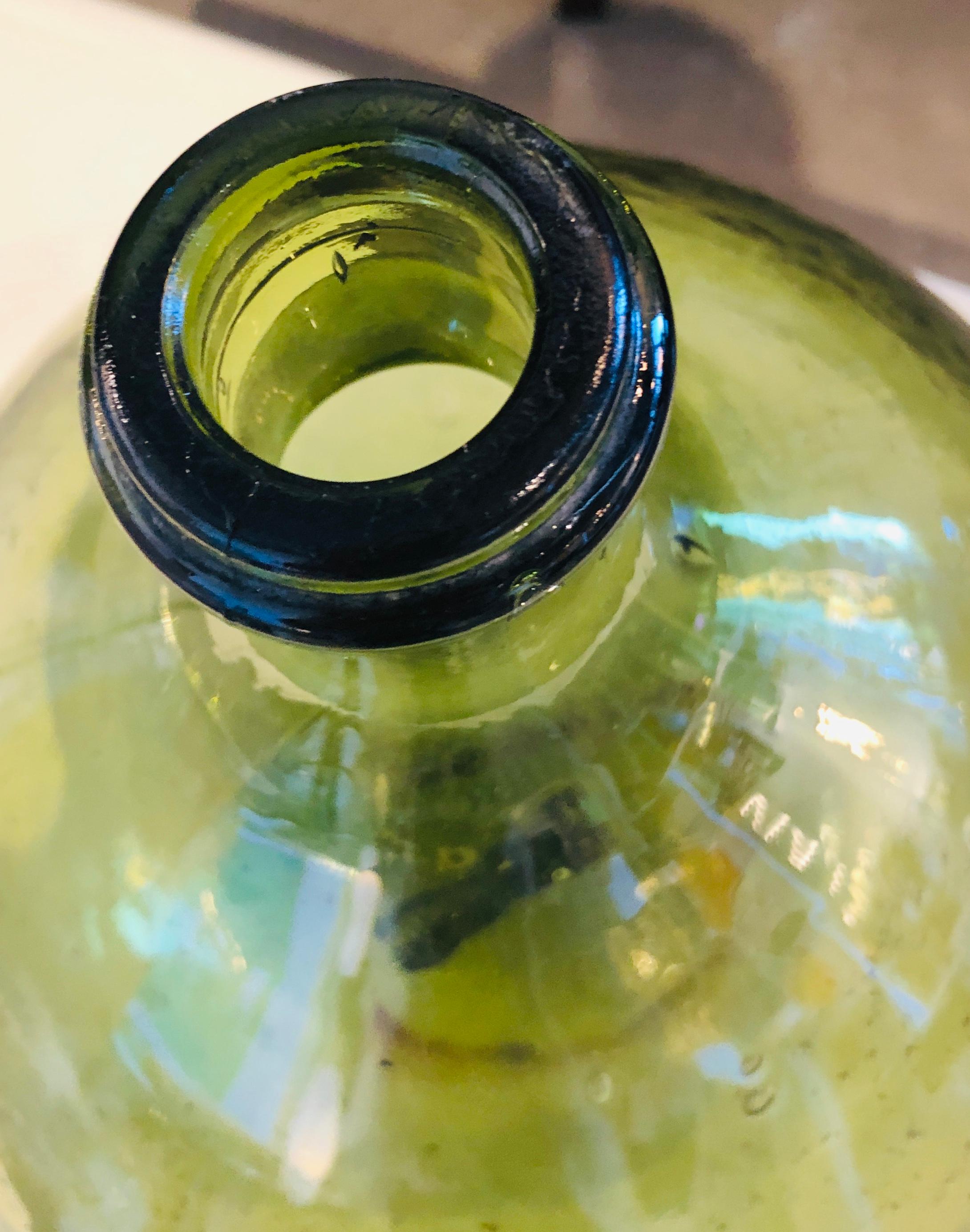Argentinian Peridot Green Demijohn Optical Glass Wine Jug 5