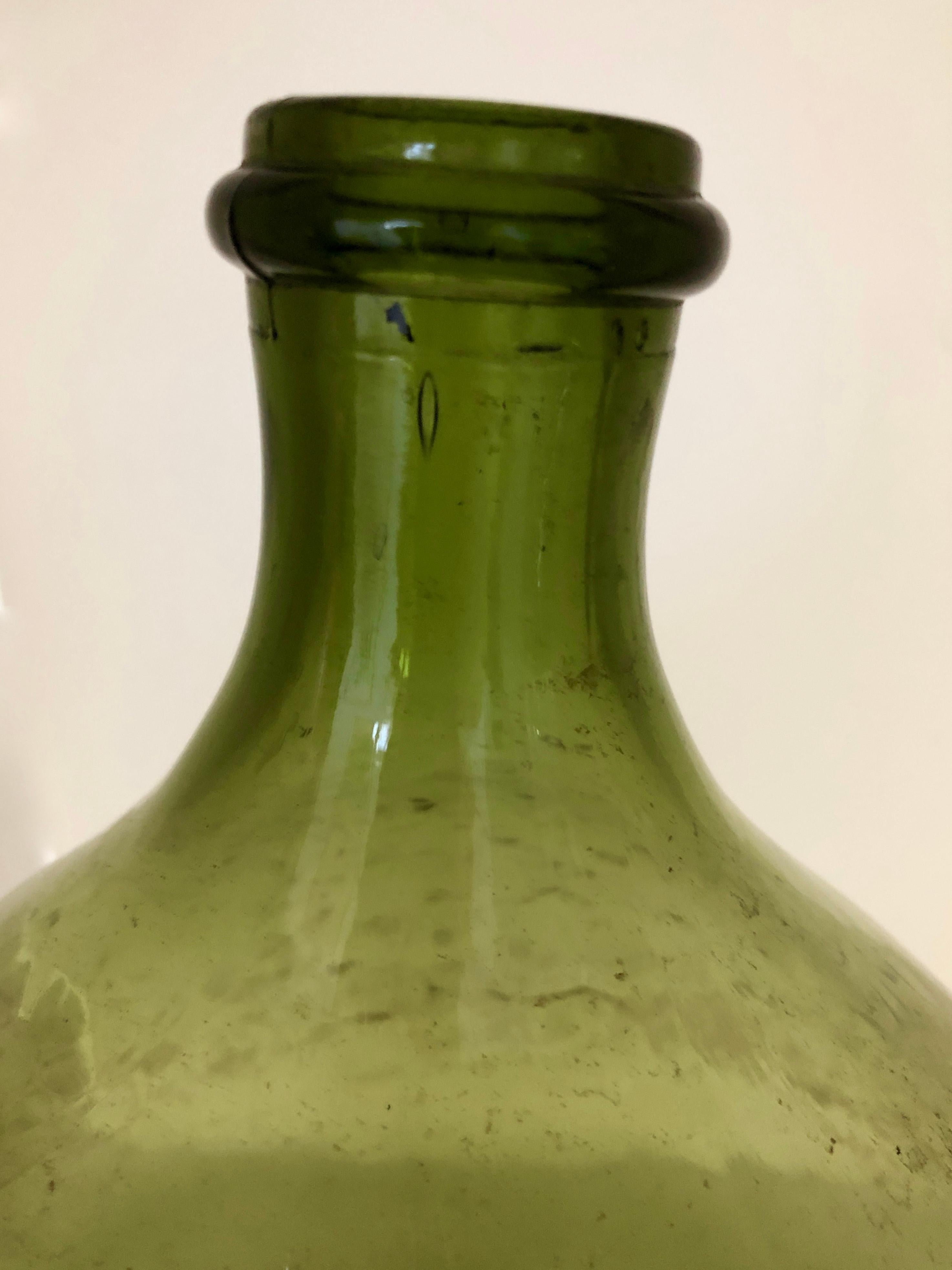 Argentinian Peridot Green Demijohn Optical Glass Wine Jug 3