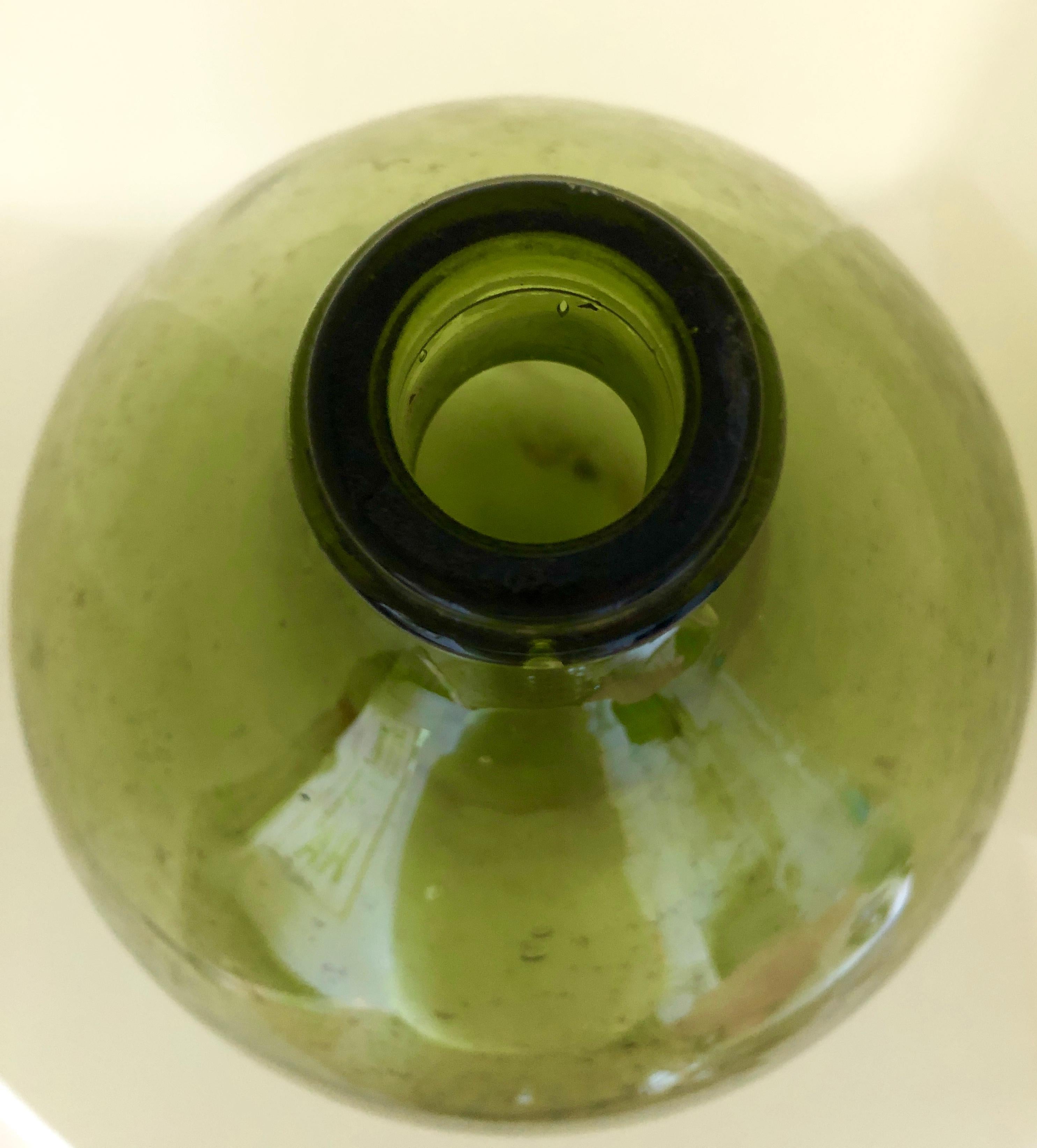 Argentinian Peridot Green Demijohn Optical Glass Wine Jug 4