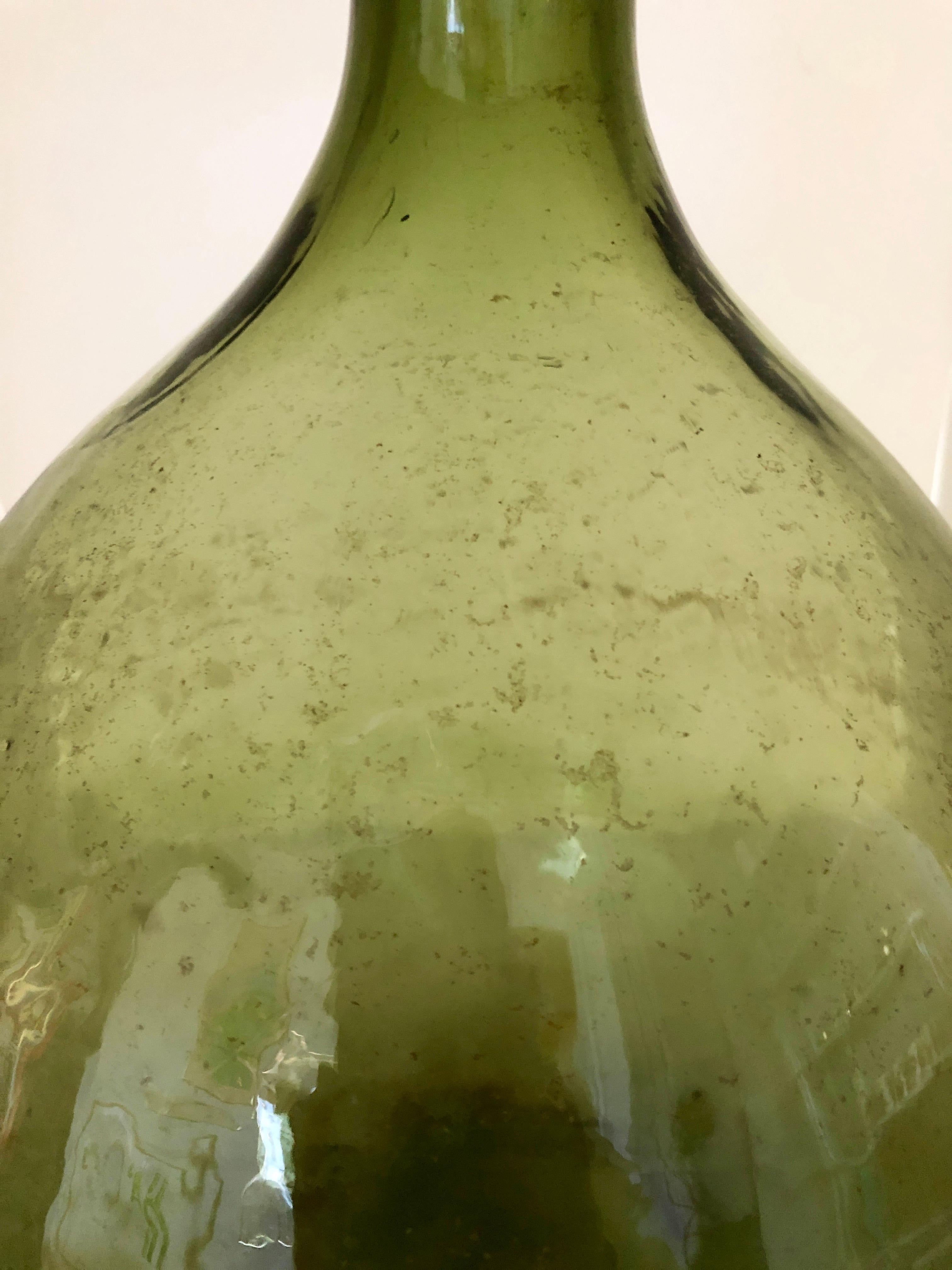 Argentinian Peridot Green Demijohn Optical Glass Wine Jug 6