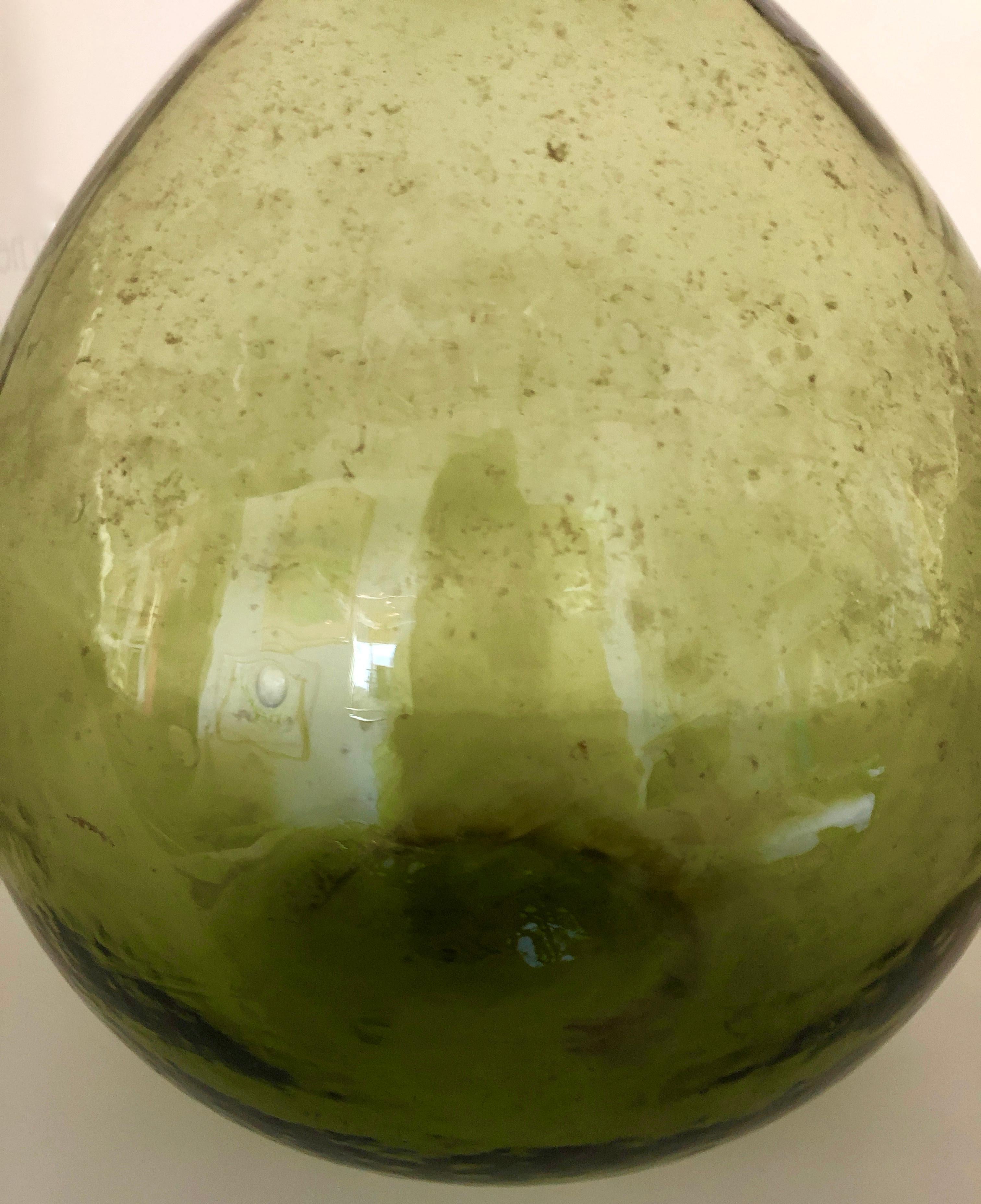 Argentinian Peridot Green Demijohn Optical Glass Wine Jug 7