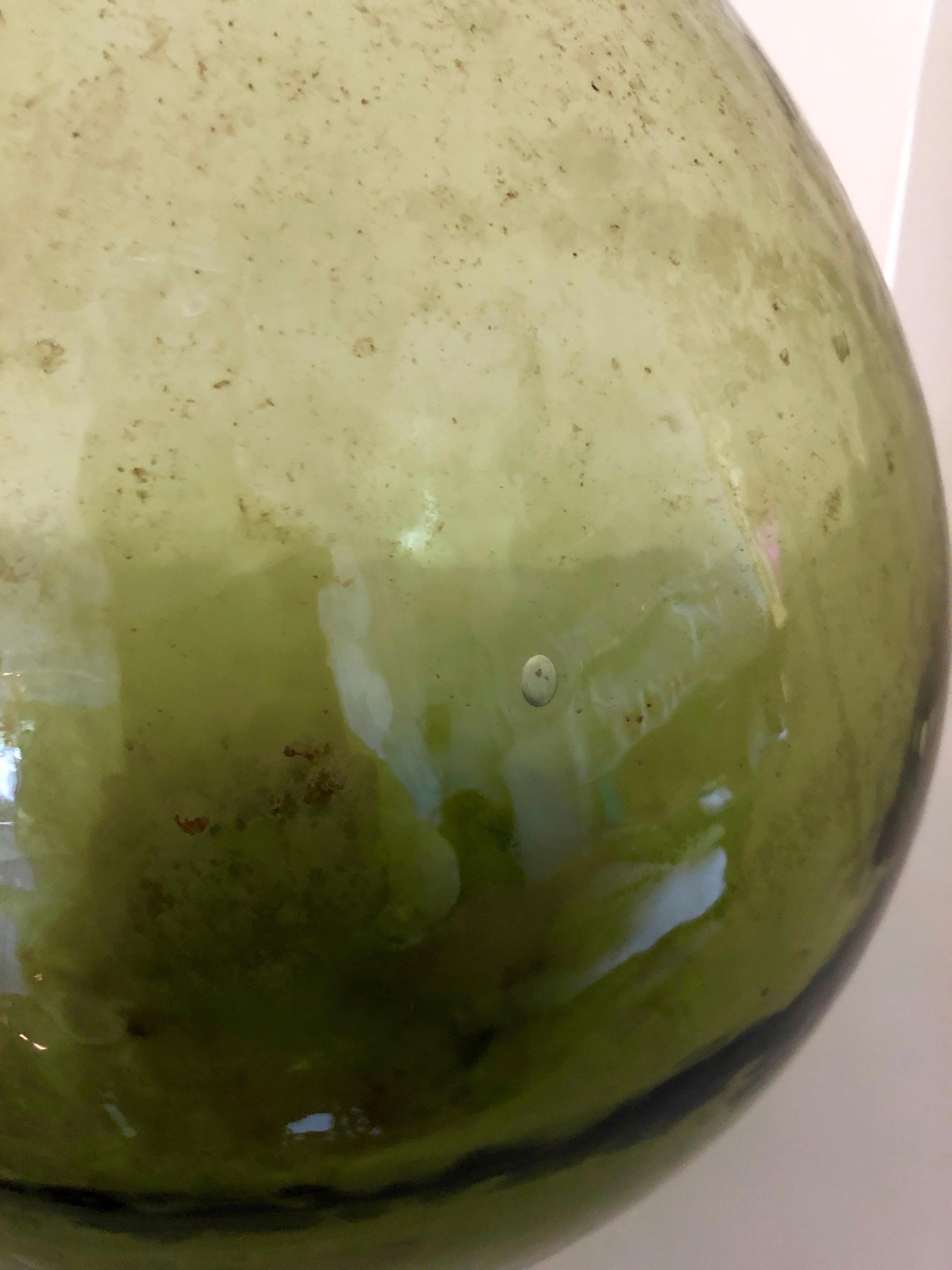 Argentinian Peridot Green Demijohn Optical Glass Wine Jug 8
