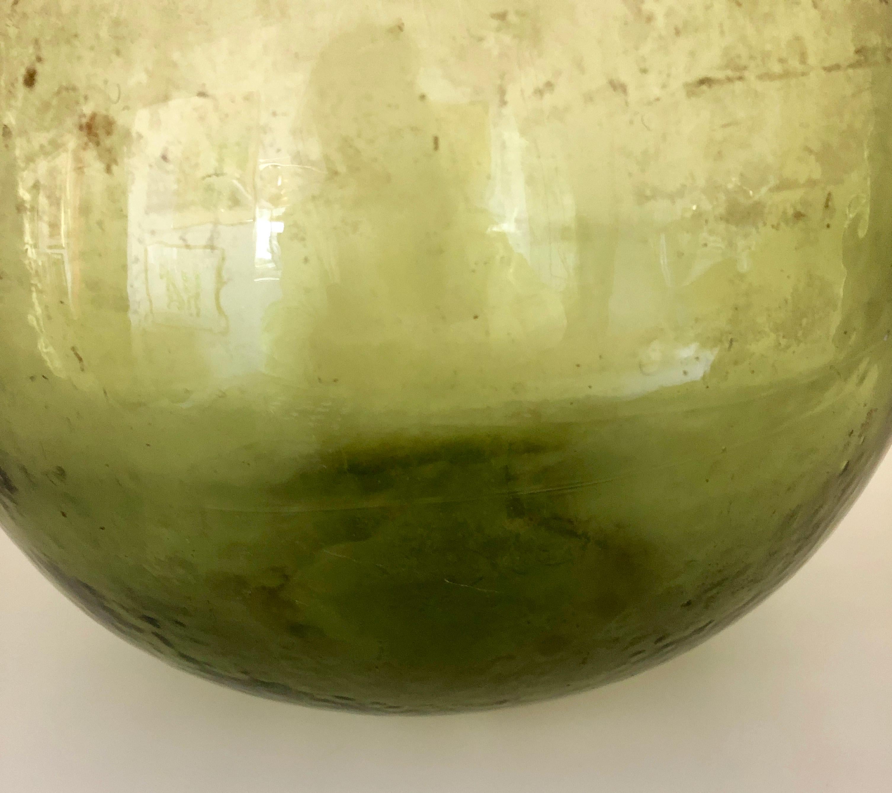 Argentinian Peridot Green Demijohn Optical Glass Wine Jug 9