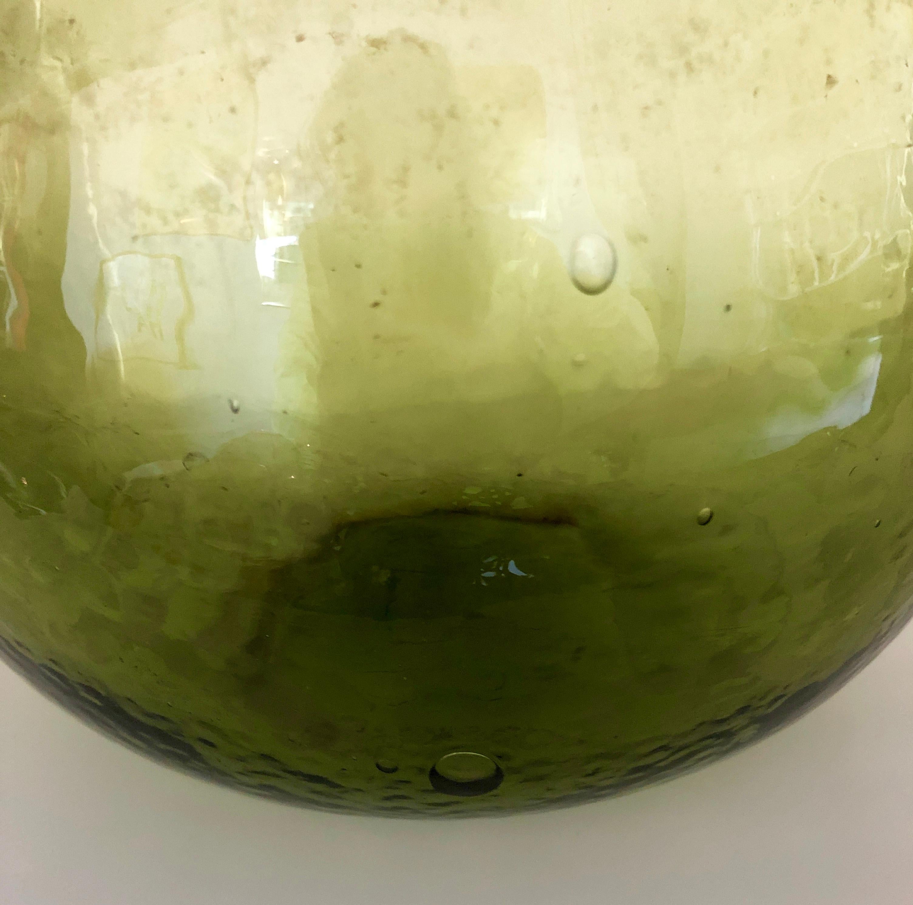 Argentinian Peridot Green Demijohn Optical Glass Wine Jug 10