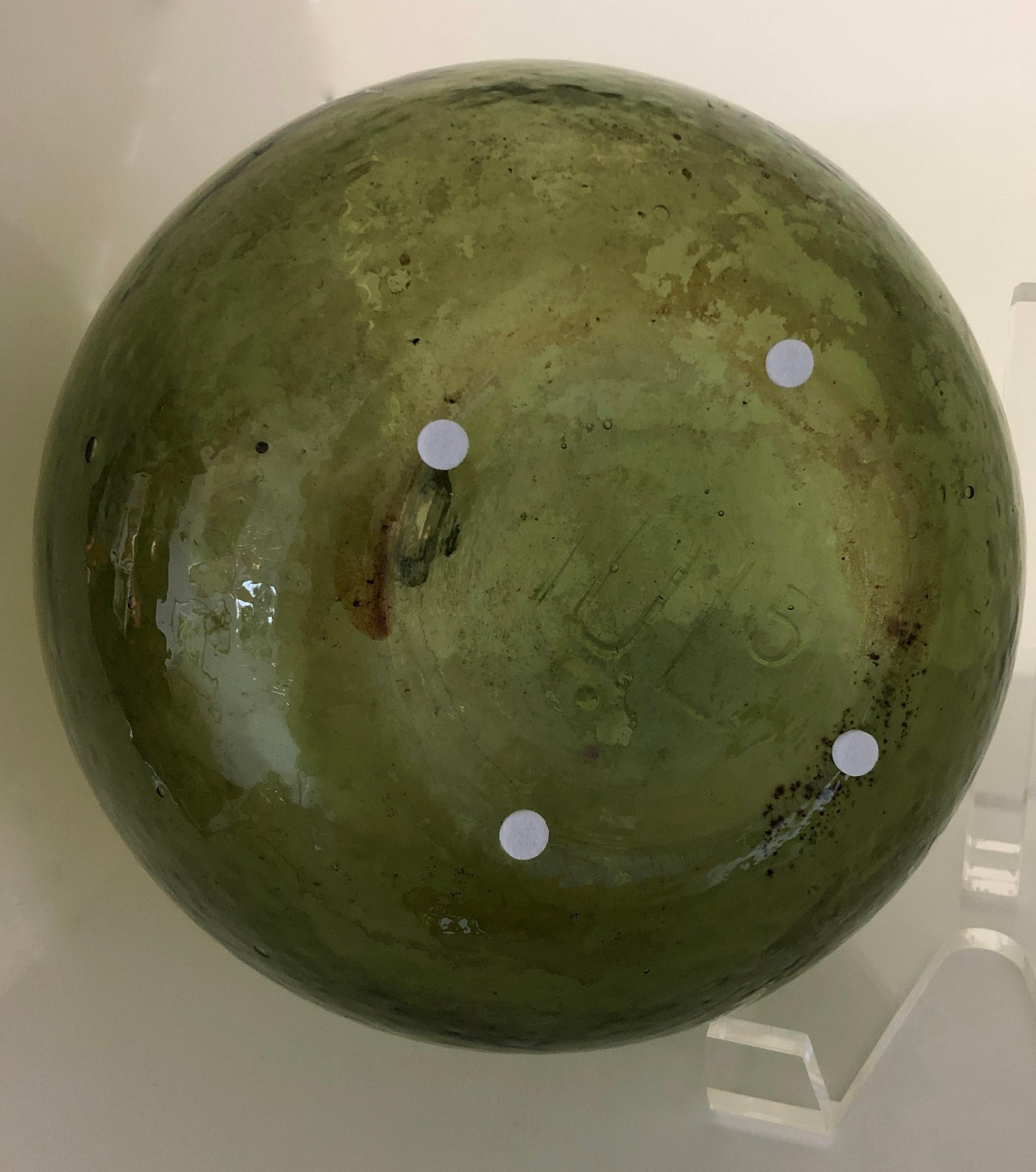 Argentinian Peridot Green Demijohn Optical Glass Wine Jug 11