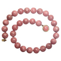 Argentinian Rhodochrosite Knotted Necklace