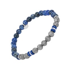 Bracelet Argento Graffiato & Sodalite en argent sterling plaqué rhodium, taille L