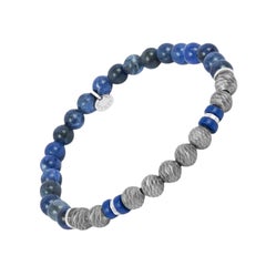 Argento Graffiato Bracelet & Sodalite in Rhodium-Plated Sterling Silver, Size M