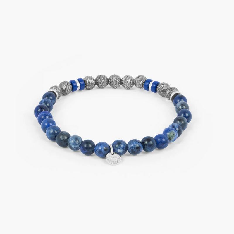 Argento Graffiato Bracelet & Sodalite in Rhodium-Plated Sterling Silver, Size S In New Condition For Sale In Fulham business exchange, London