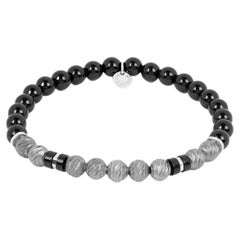 Argento Graffiato Bracelet with Agate in Rhodium Sterling Silver, Size S
