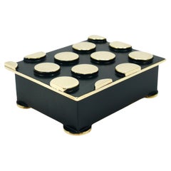 Vintage Argentor Of Vienna Mid-Century Polka Dot Brass Storage Box, Austria, 1950s