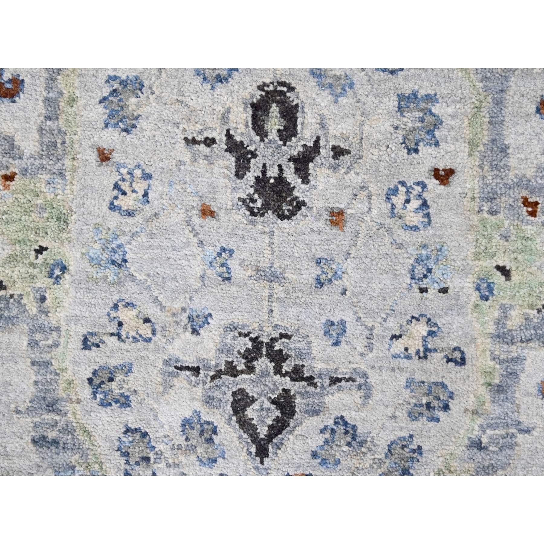 Argos Gray All Wool Hand Knotted Oushak Floral Design XL Runner Rug 2'6