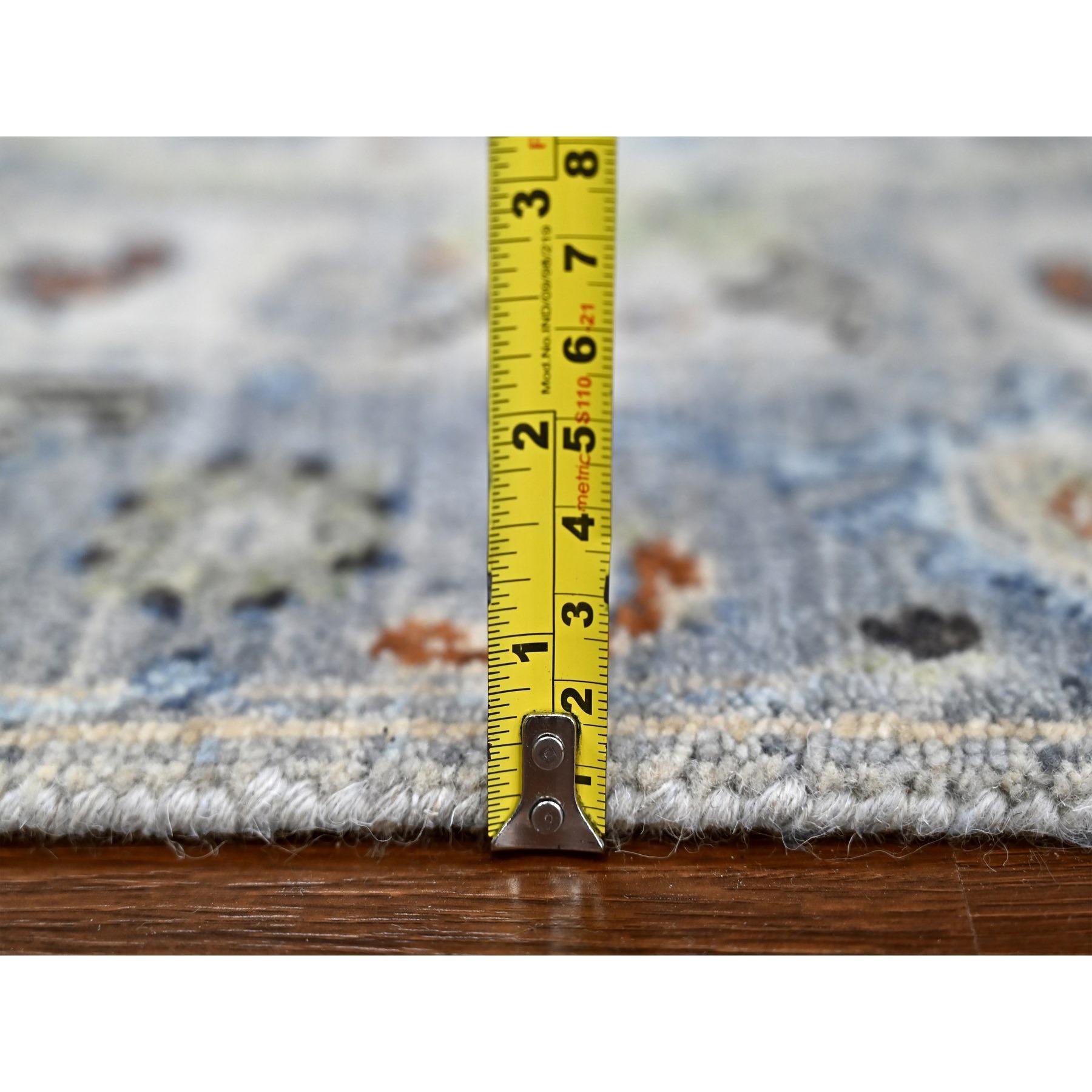 Lana Argos Gray All Wool Hand Knotted Oushak Floral Design XL Runner Rug 2'6