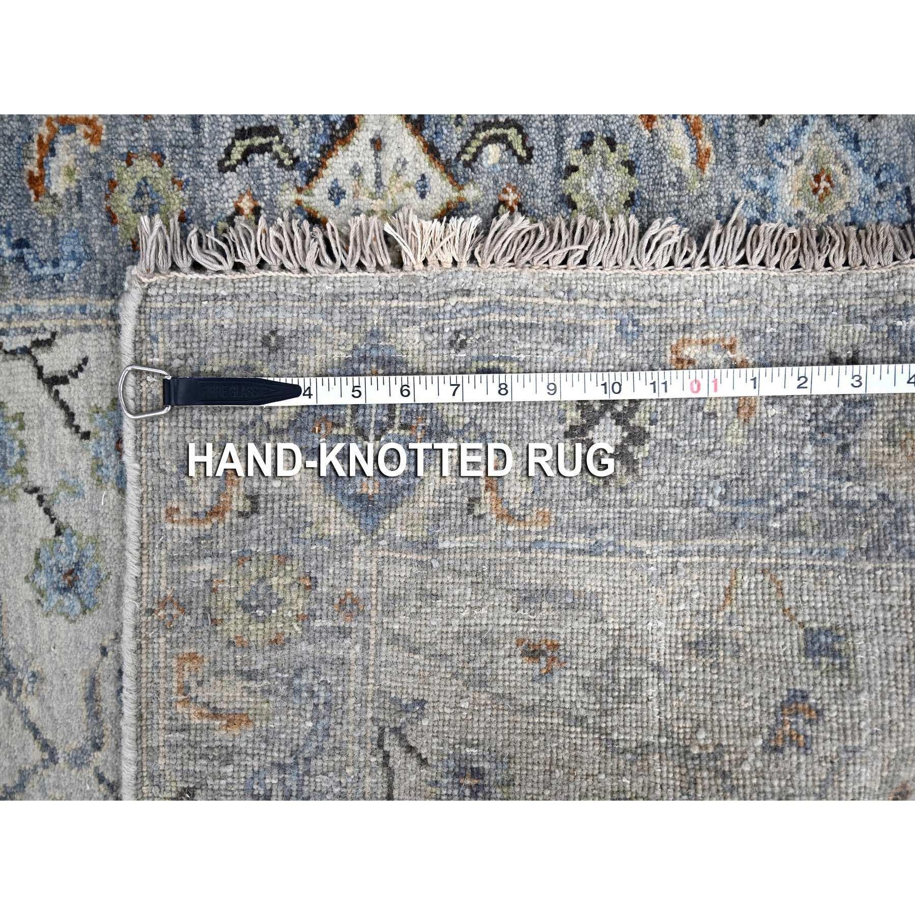 Argos Gray All Wool Hand Knotted Oushak Floral Design XL Runner Rug 2'6
